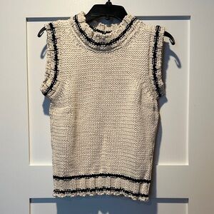 G. Label Ivory and Navy Sleeveless Sweater Vest